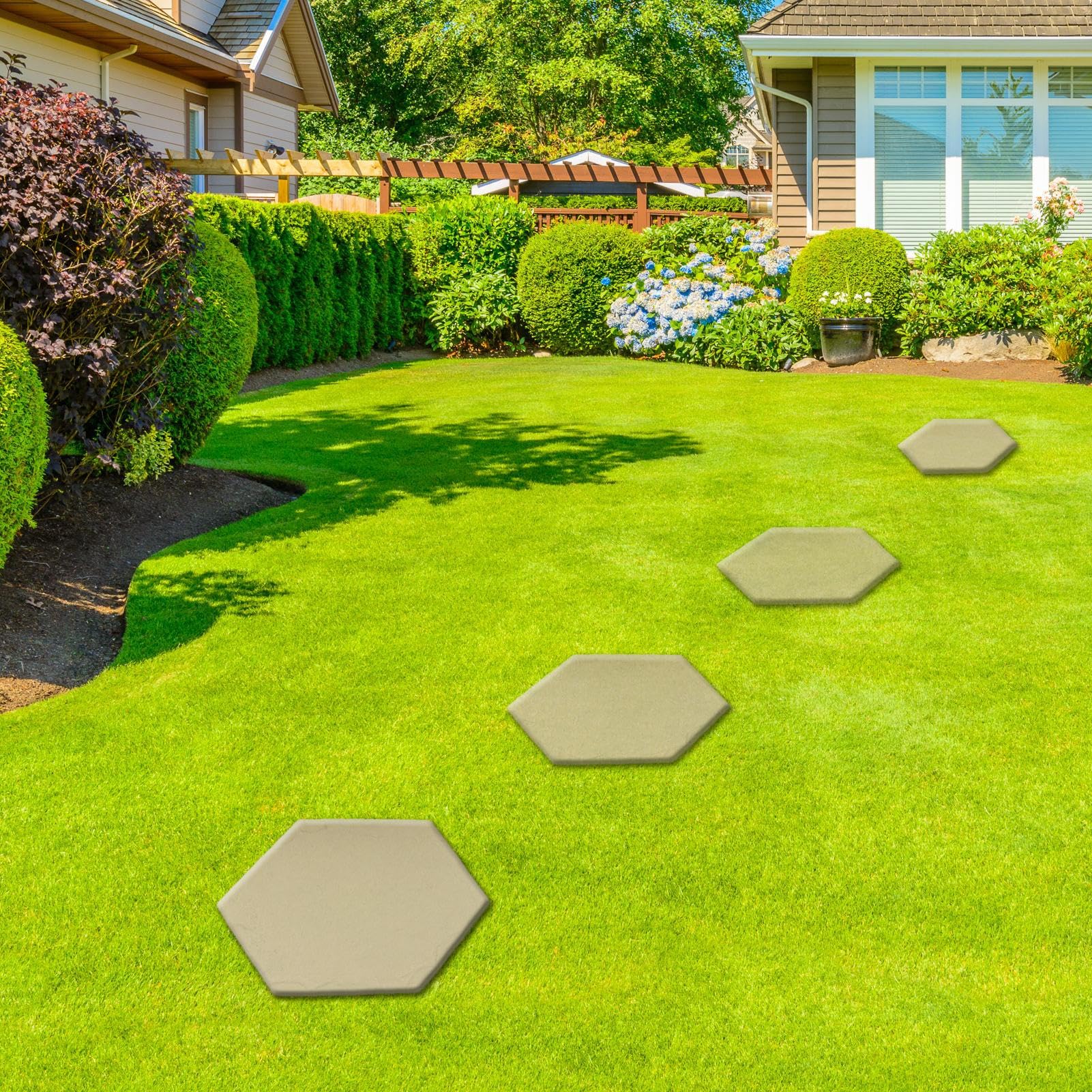 Juego de 4 piedras decorativas para el jardín, con estaca para el jardín, juego de 4 estribos de resina, para césped y parterres, un bonito diseño de jardín