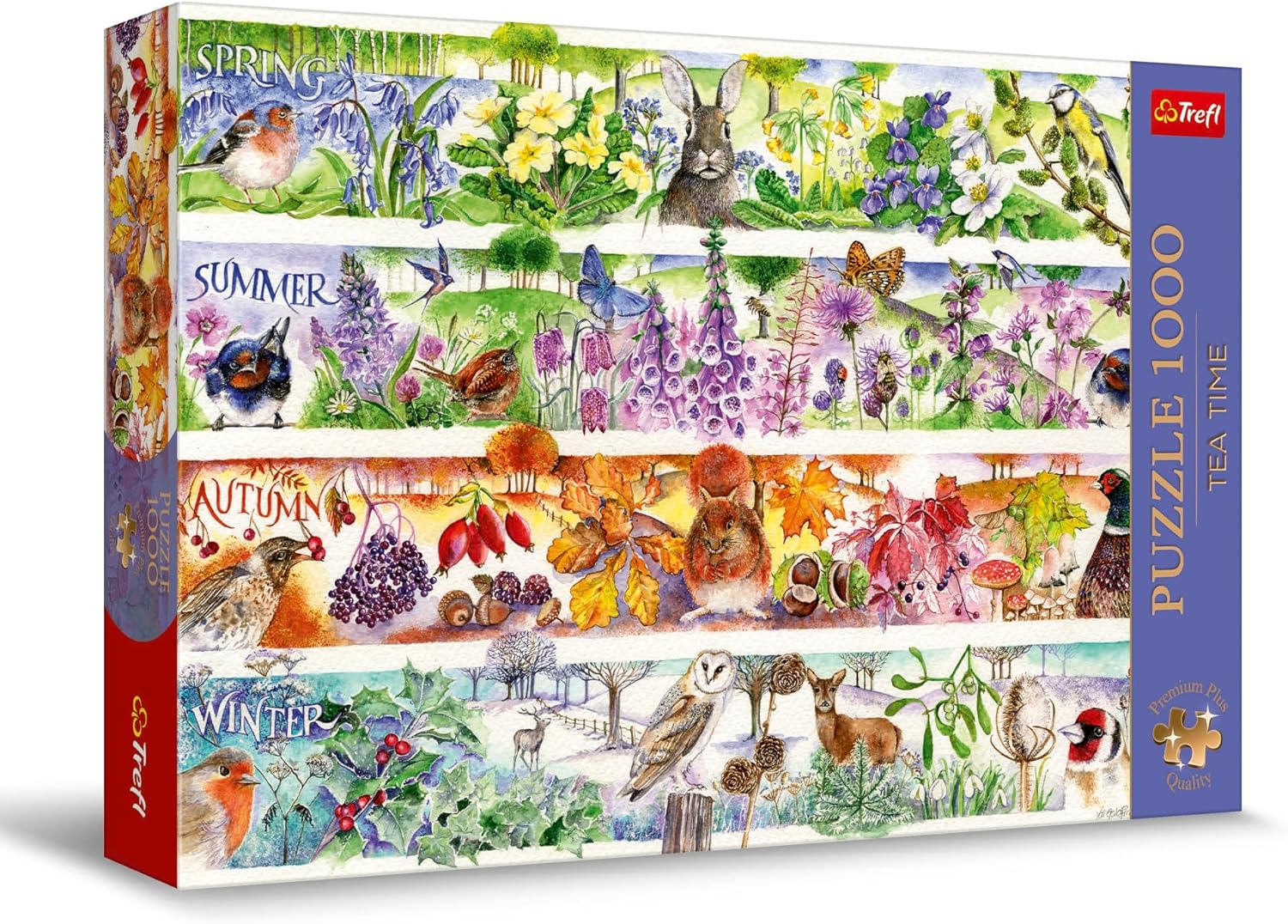 Trefl Four Seasons 1000 Jigsaw Puzzle, Premium Plus, Tea Time 27"x19" A Series of Painted Nostalgic Pictures, Perfect Matching of Elements, for Adults and Children from 14 Years Old