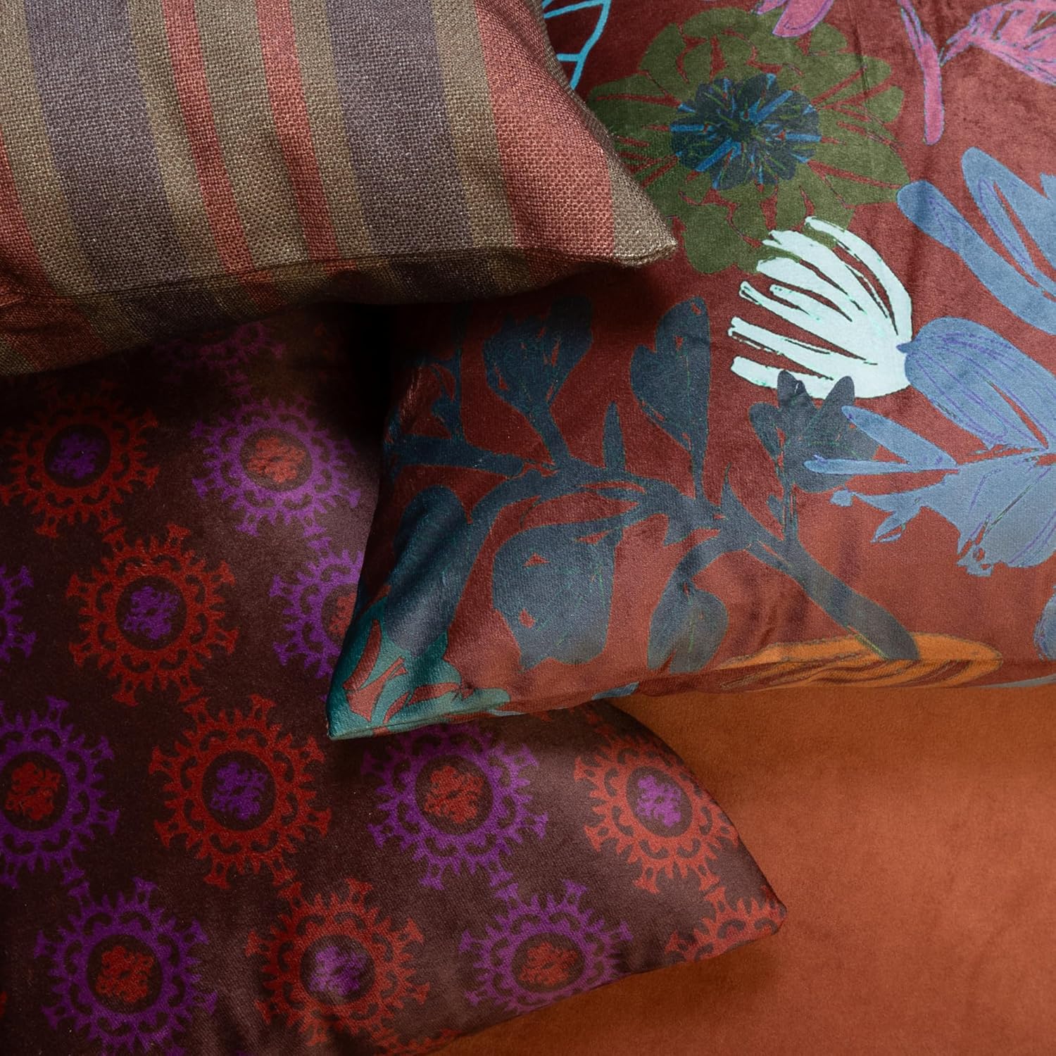 Decorative Throw Pillow Set of 4, 18" x 18" Colorful Accent Pillow Covers, Chesterfield