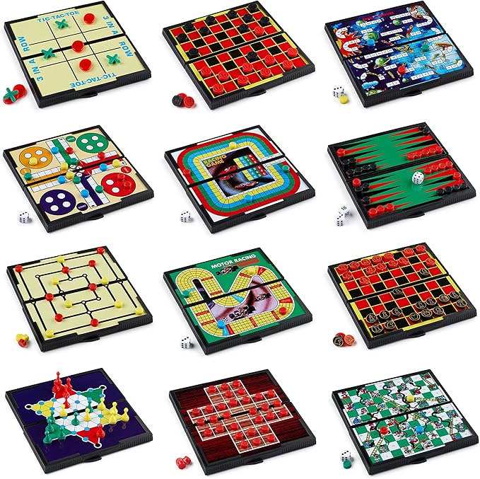 Mini Board Games Set of 12 Individually Packaged Travel Games for 2
