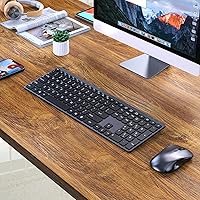 Vista 2 de Combo de teclado y mouse inalámbricos, teclado delgado USB de tamaño completo de 2.4 G con teclado numérico, mouse inalámbrico silencioso
