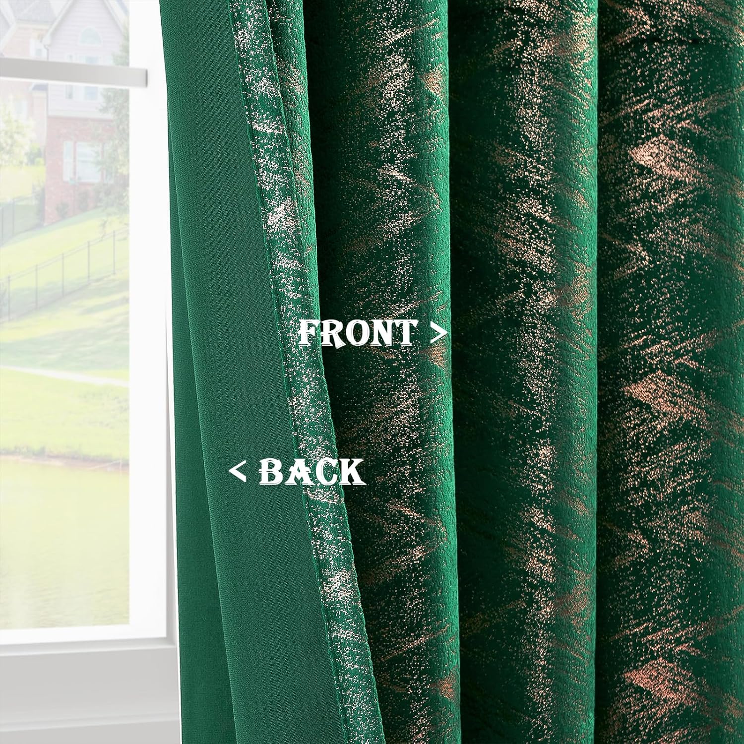 Luxury Green Velvet Curtains 96 inches Long 2 Panels Modern Gold Foil Print Privacy Curtains for Bedroom Living Room Thermal Insulation Soft Blackout Christmas Grommet Window Treatments, Hunter Green