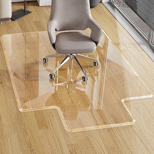 Tapete para silla de oficina con borde biselado irregular con borde para alfombra o piso de madera dura, transparente de 36 x 48 pulgadas para un