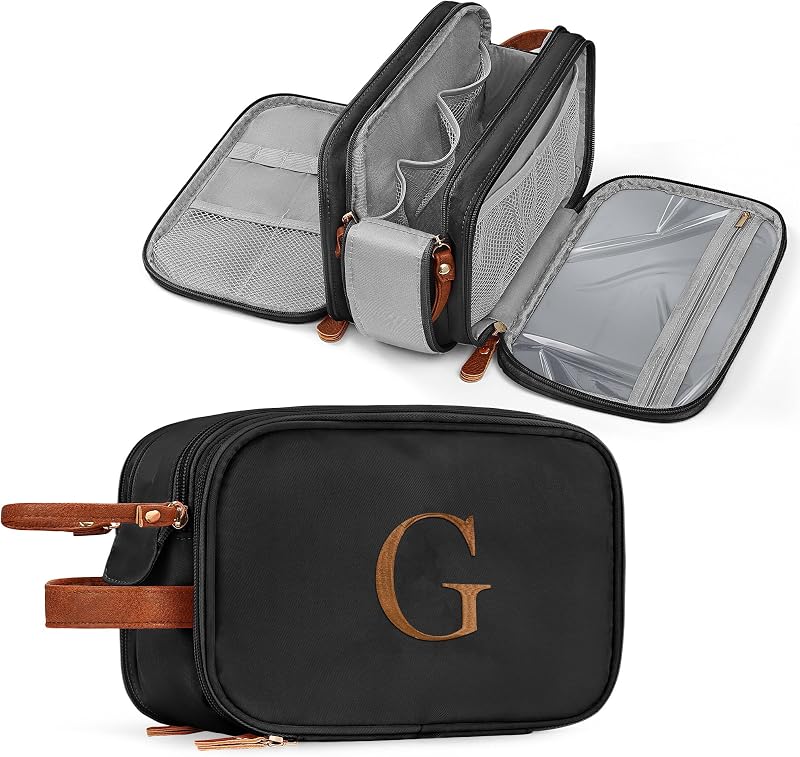 Necessaire de viagem masculina YOOLIFE com monograma G, preta