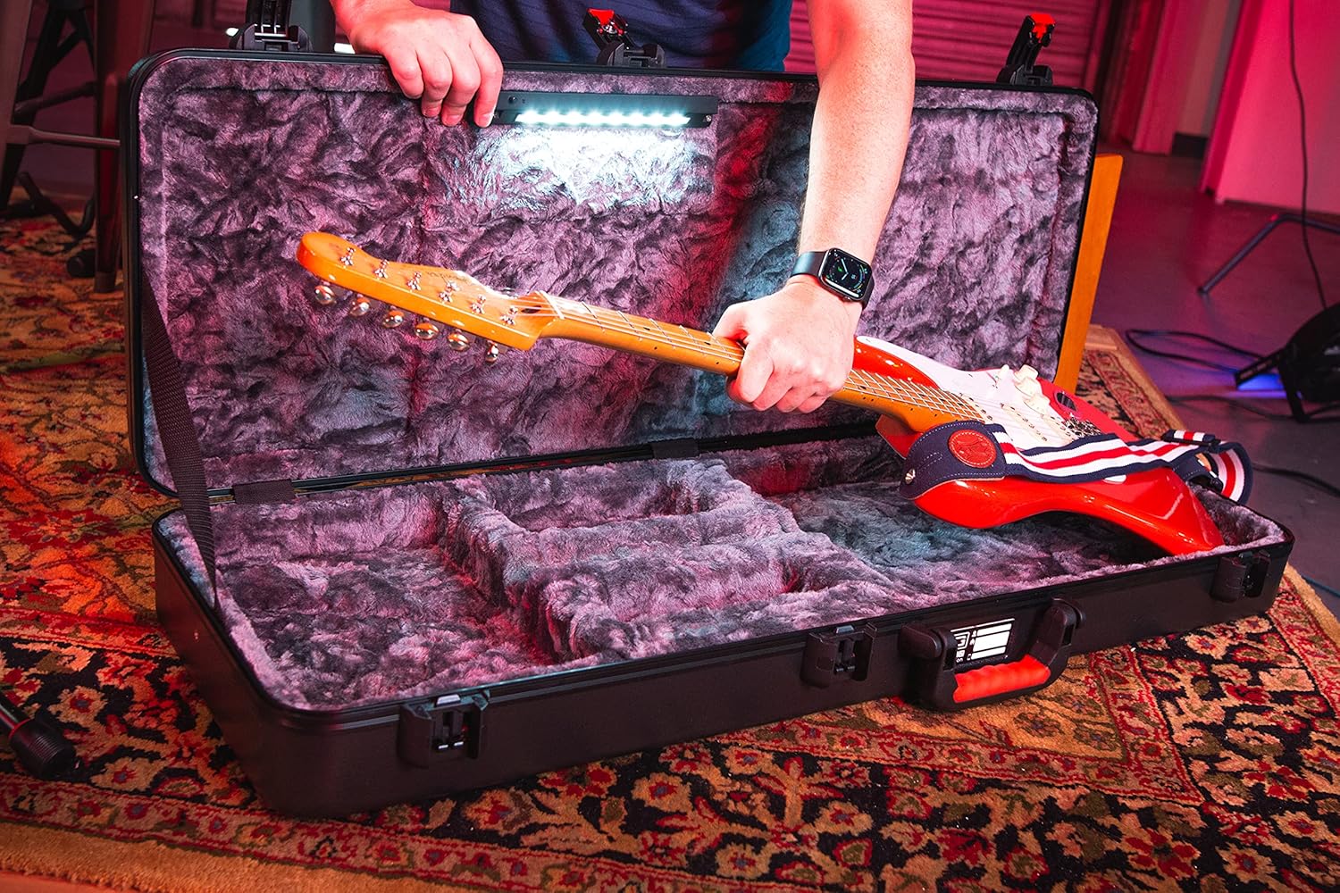 Free Shipping Over $50 Gator Cases Molded Flight Case for Electric Guitar with Internal LED Lighting and TSA Approved Locking Latch (GTSA-GTRELEC-LED),Black Top Brands Gator Cases Molded Flight Case for Electric Guitar with Internal LED Lighting and TSA Approved Locking Latch (GTSA-GTRELEC-LED),Black