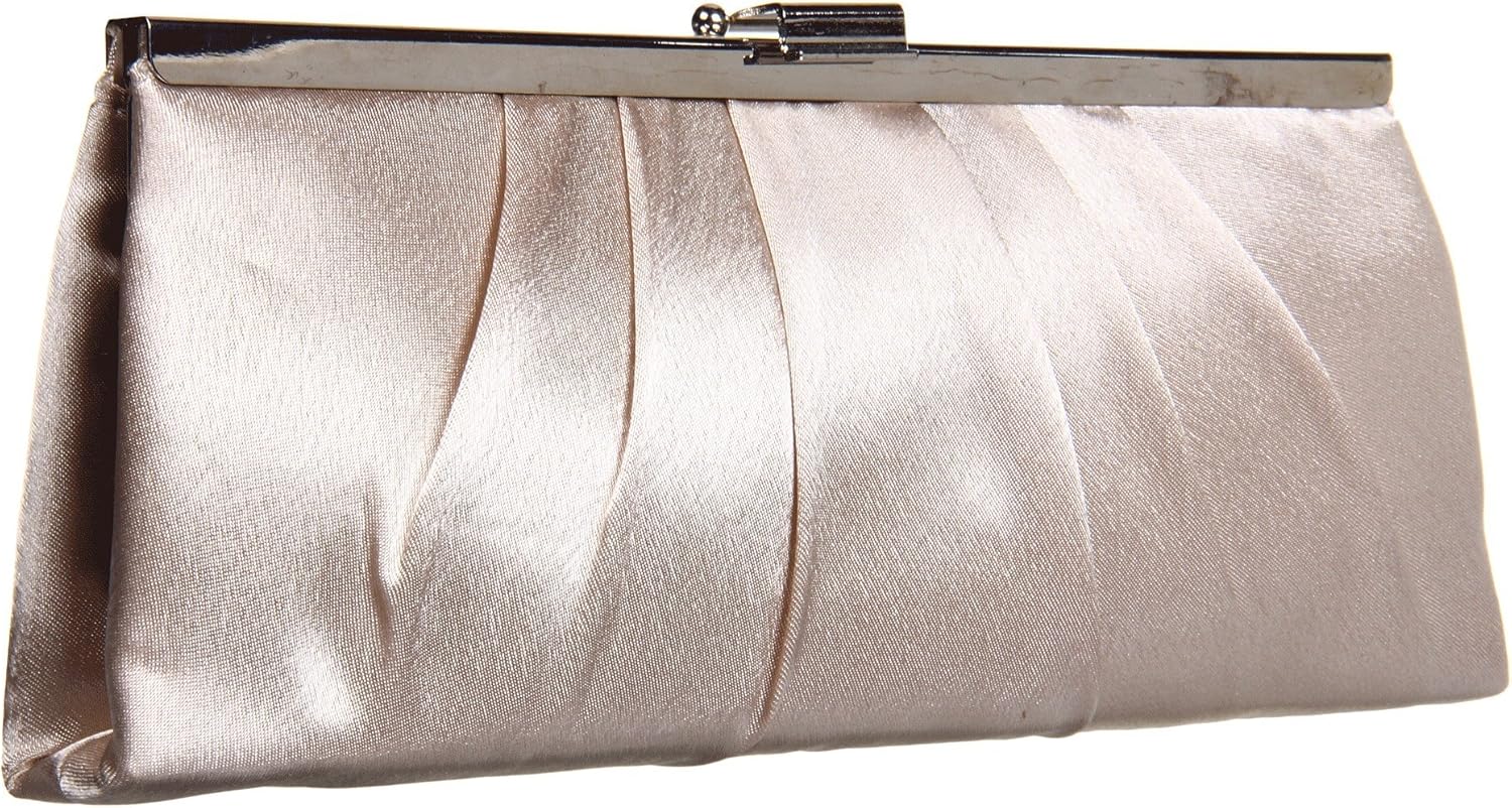 Jessica McClintock Blaire Women’s Satin Frame Evening Clutch Bag Purse with Shoulder Chain Included