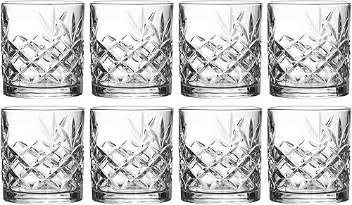 Miniatura 4 de Royalty Art Kinsley Clovelly juego de 8 vasos altos de 12 onzas, vasos con diseño texturizado para beber agua, cerveza o soda, vajilla moderna y