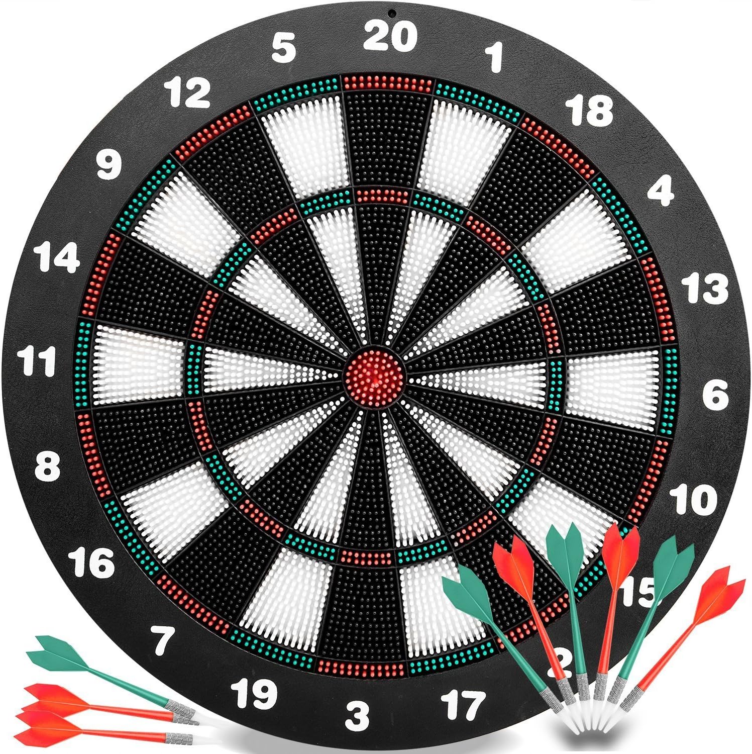 KiLi Beam Soft Tip Safety Darts and Dart Board 18 Inch Rubber Dark Board with 6 Soft Tip Darts- Great Games for Kids- Leisure Sport for Office