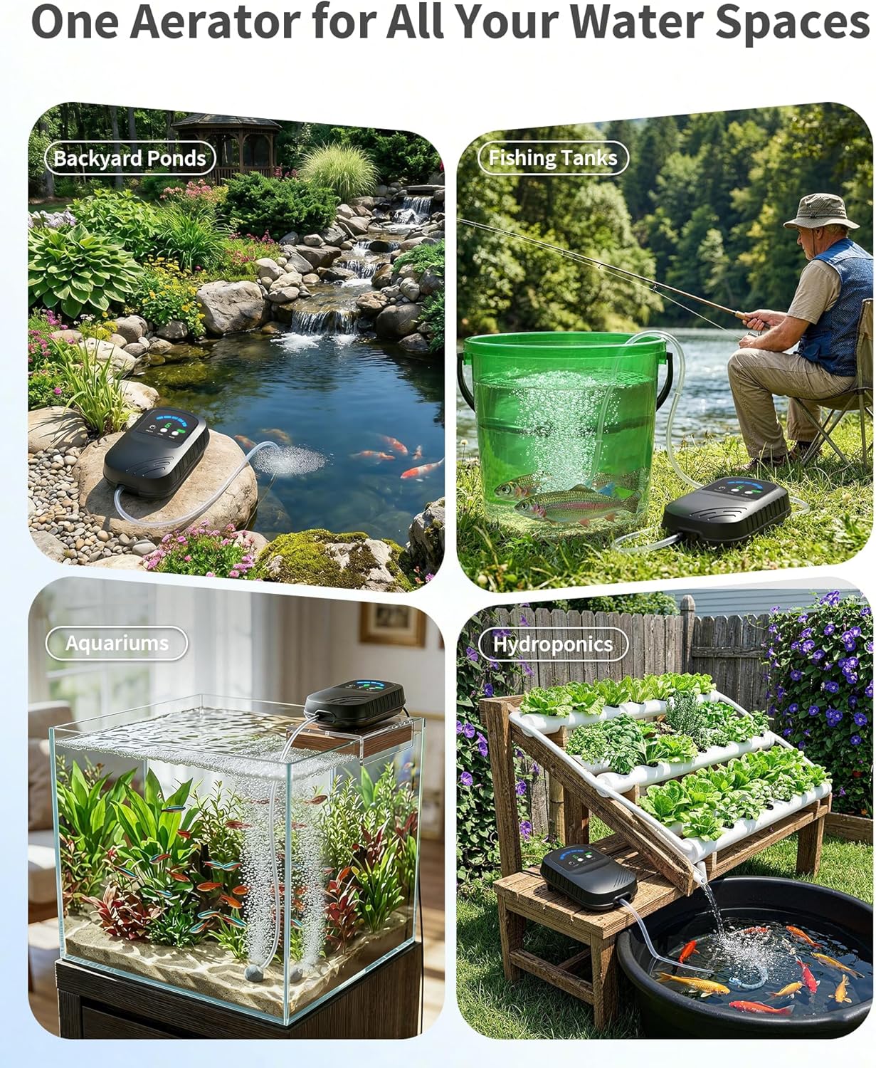 POPOSOAP Solar Pond Aerator with Digital Display, 4W Solar Air Pump 7/24H Oxygen Supply with Battery, 9 Adjustable Mode Oxygen Pump for Fish Pond, Koi Pond, Aquarium & Fishing Tank-P9335