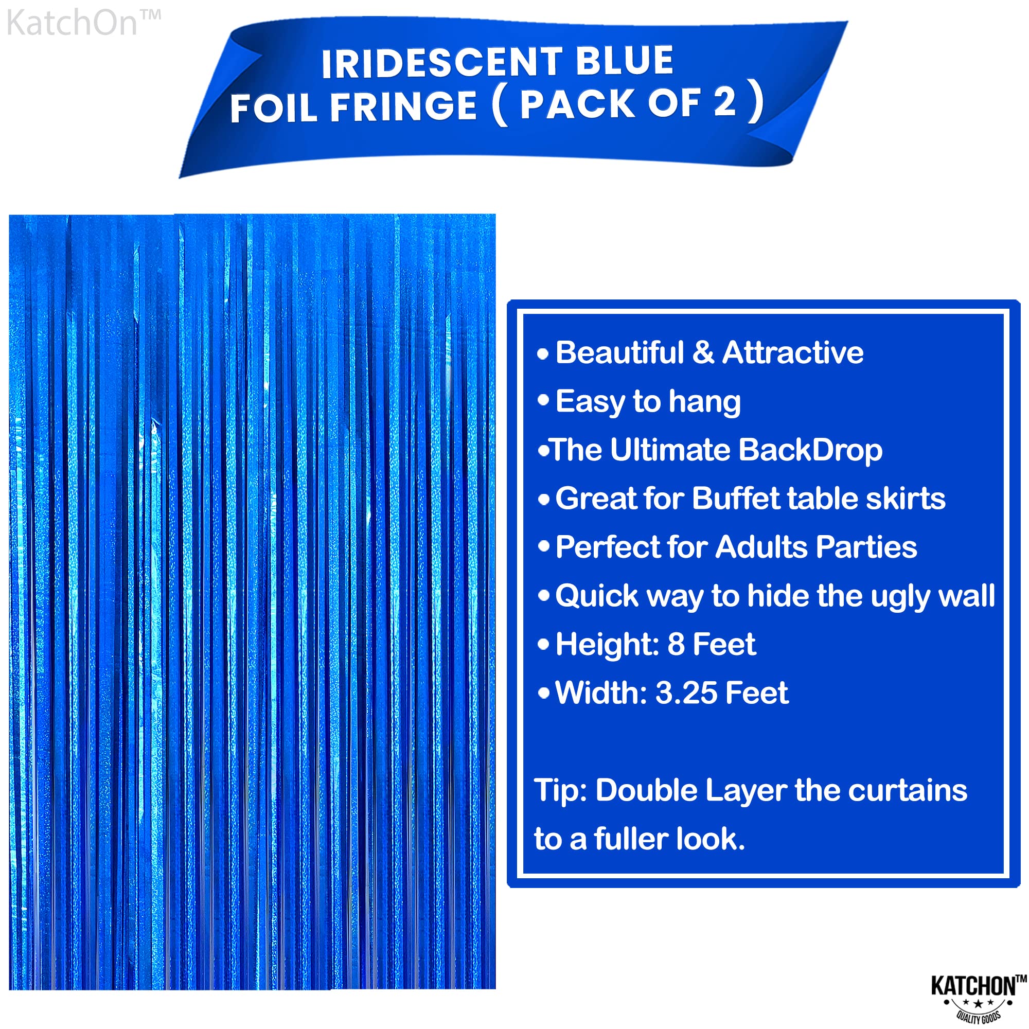 KatchOn, XtraLarge Foil Iridescent Backdrop Curtain - 3.2x8 Feet - View #2