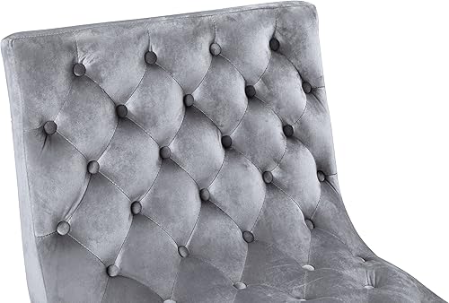 Miniatura 28 de Iconic Home Moriah - Silla decorativa elegante y elegante de terciopelo copetudo, cojín de felpa con acabado de latón, marco de metal pulido,
