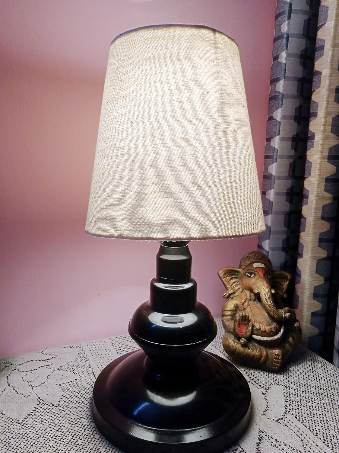 DIKANSHA Off White Conical Shade and Beautiful Table Lamp for Bedroom and Drawing Room