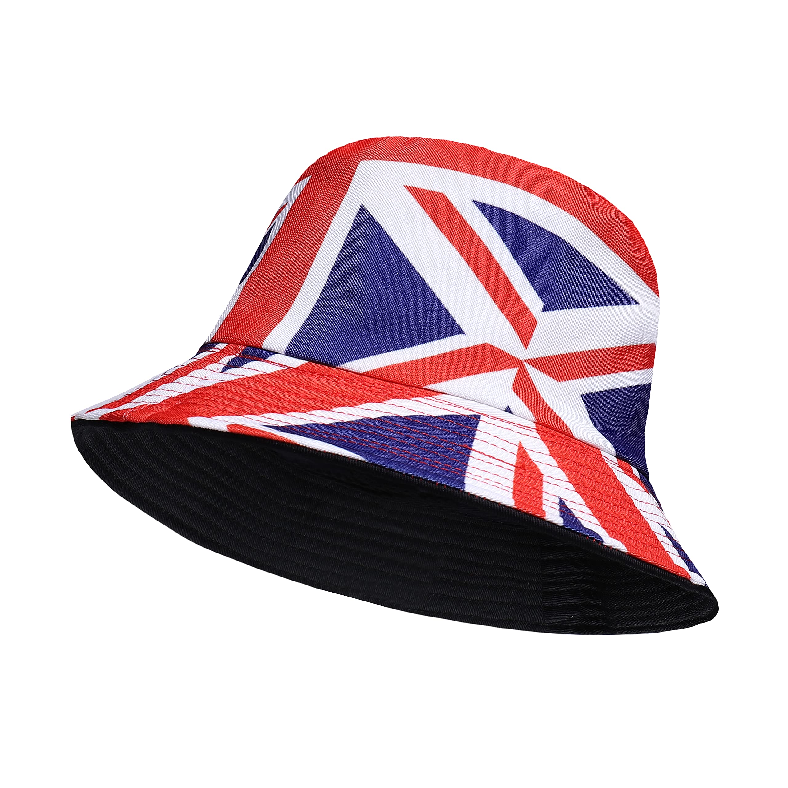 Unisex Bucket Hats Reversible Double-Sided Fisherman Hat Solid Outdoor Beach Getaway Headwear Sunscreen Women Men Bucket Hat (Union Jack)