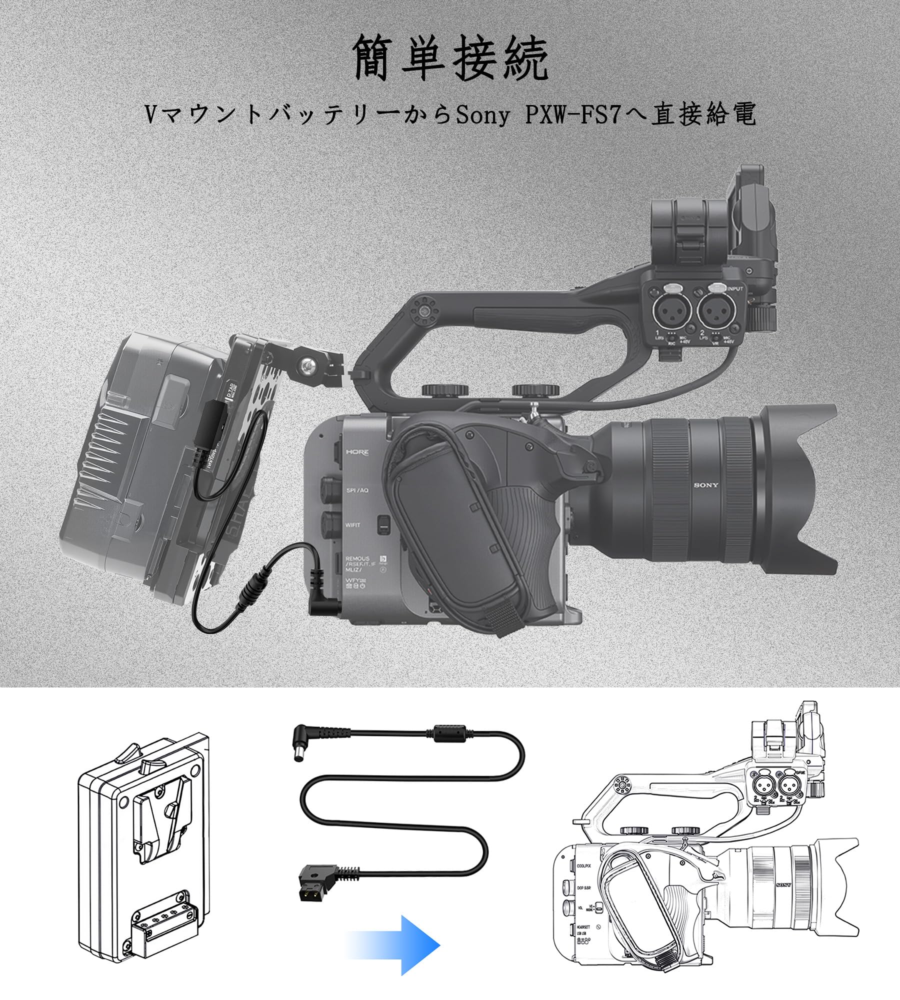Amazon | Alvin's Cables Sony PXW FS7 ビデオカメラ カメラ 用の D
