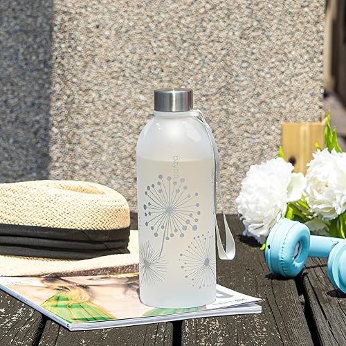 Miniatura 10 de bzyoo Botella de agua de 32 onzas con marcador de tiempo de 1 litro, sin BPA, de plástico duradero esmerilado con correa, botella de agua