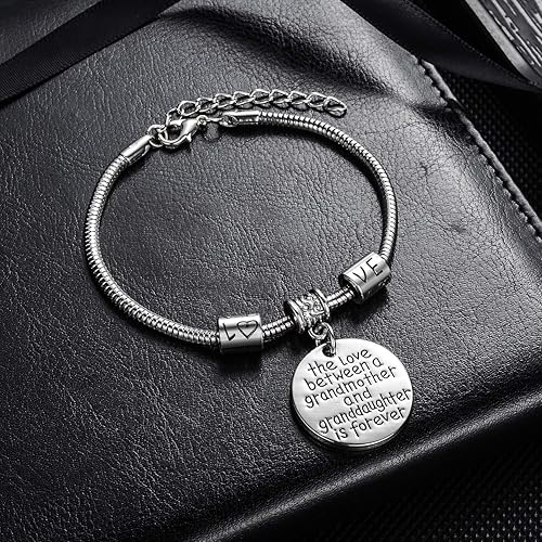 Miniatura 2 de Brazalete con la frase Love between a Grandmother and Granddaughter is Forever, joyería familiar, regalo de Navidad