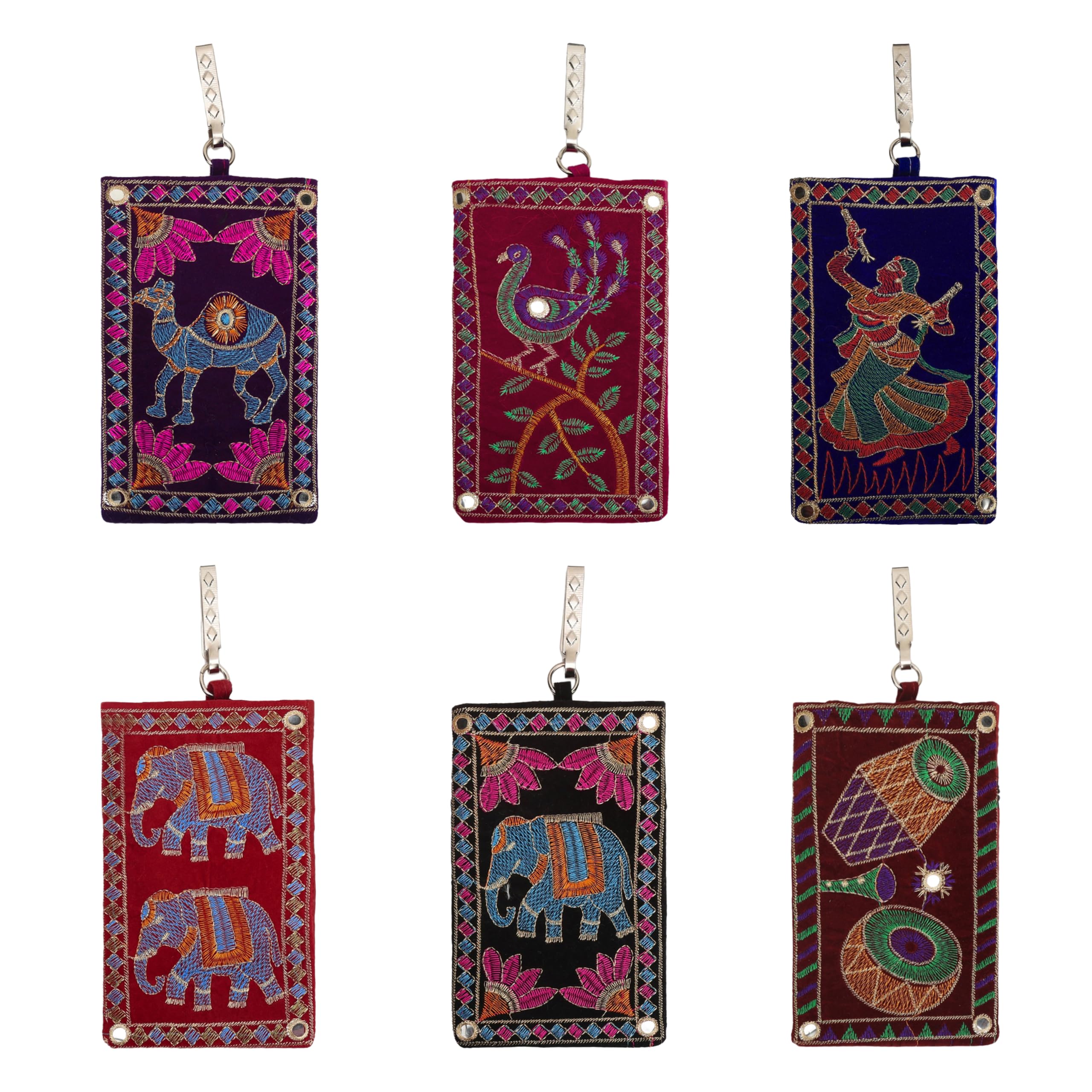 Craft Trade Mobile Pouch Sling Bags for Women Rajasthani Jaipuri Embroidred Velvet Mobile Pouch Cover Designer Multicolor Handmade Ethnic Pouch with Sling & Saree Hook (Waist Clip) - 18x11 CM (B0CW684XX5) Amazon Price History, Amazon Price Tracker