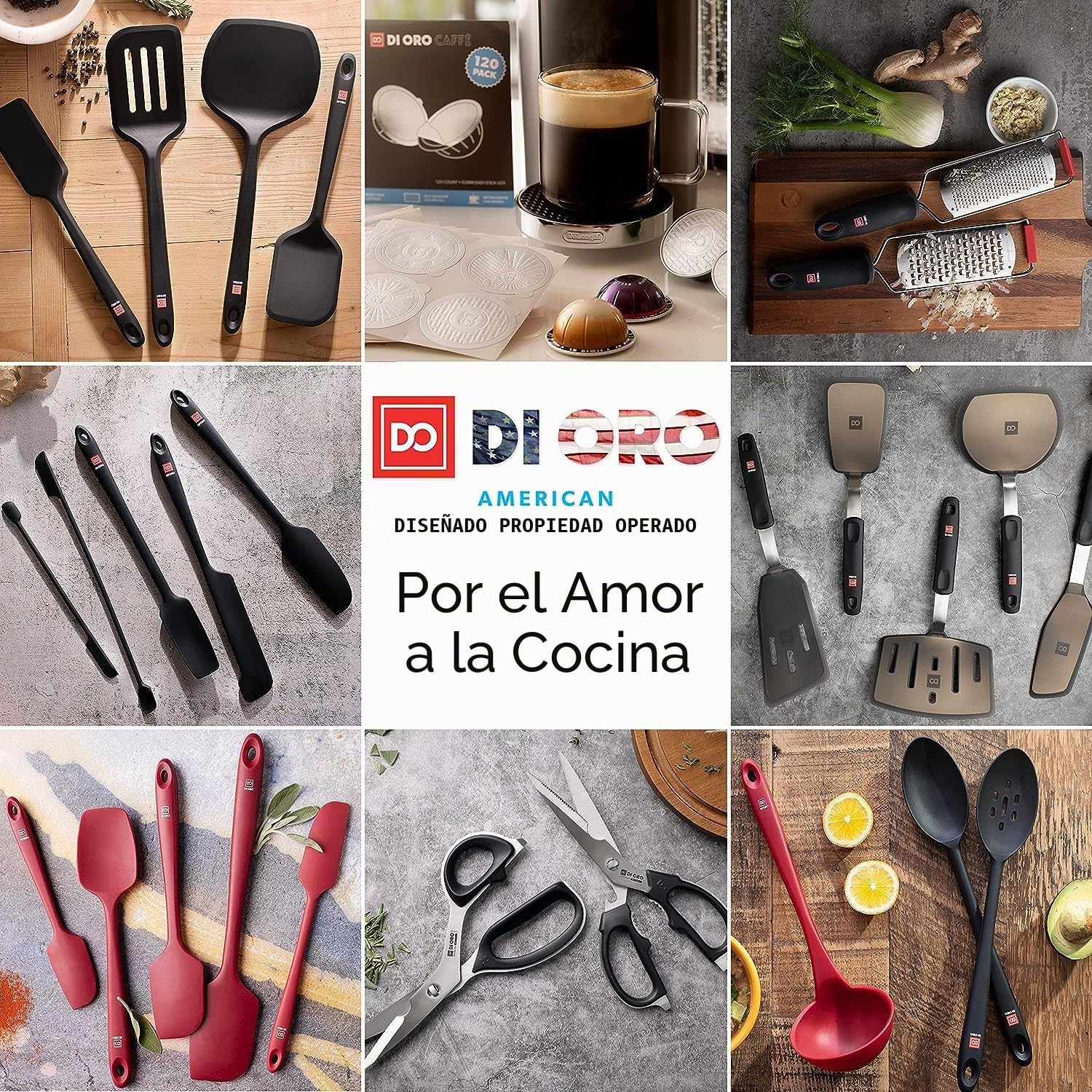 DI ORO - Juego de espátulas de silicona – Espátulas de cocina de goma para hornear, cocinar y mezclar, resistentes al calor y sin BPA, espátulas de silicona para utensilios de cocina antiadherentes,