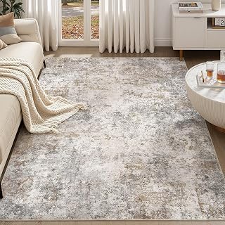 UERMEI 5x7 Area Rug Living Room Rugs Washable Neutral Brown Grey Carpet