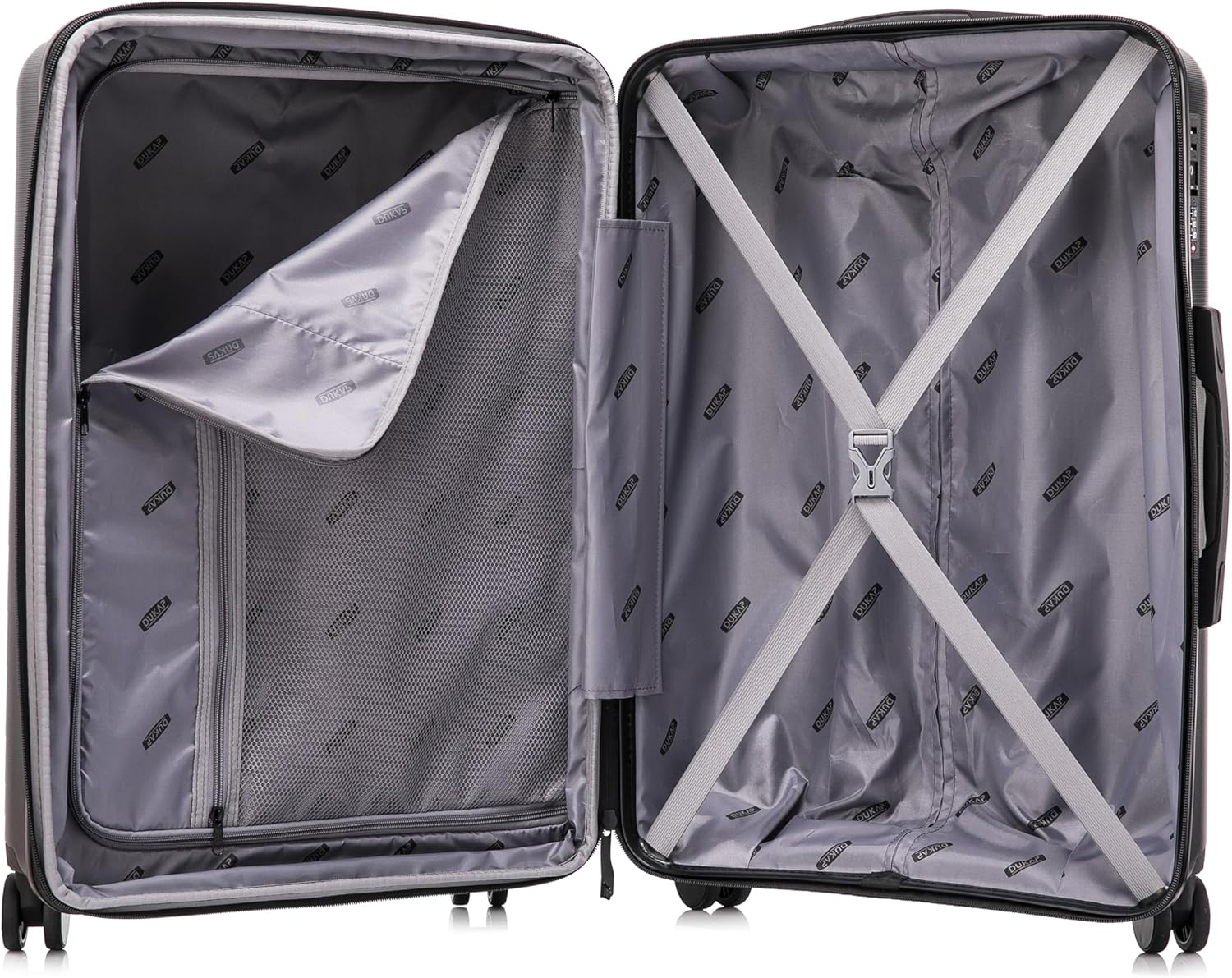DUKAP AIRLEY 3 PCs Expandable Hard Shell Luggage Set | 20 24 28 in TSA Approved Hard Shell Travel Suitcases with Combination Lock Spinner Wheels Retractable Trolley and Gel Handles | Black