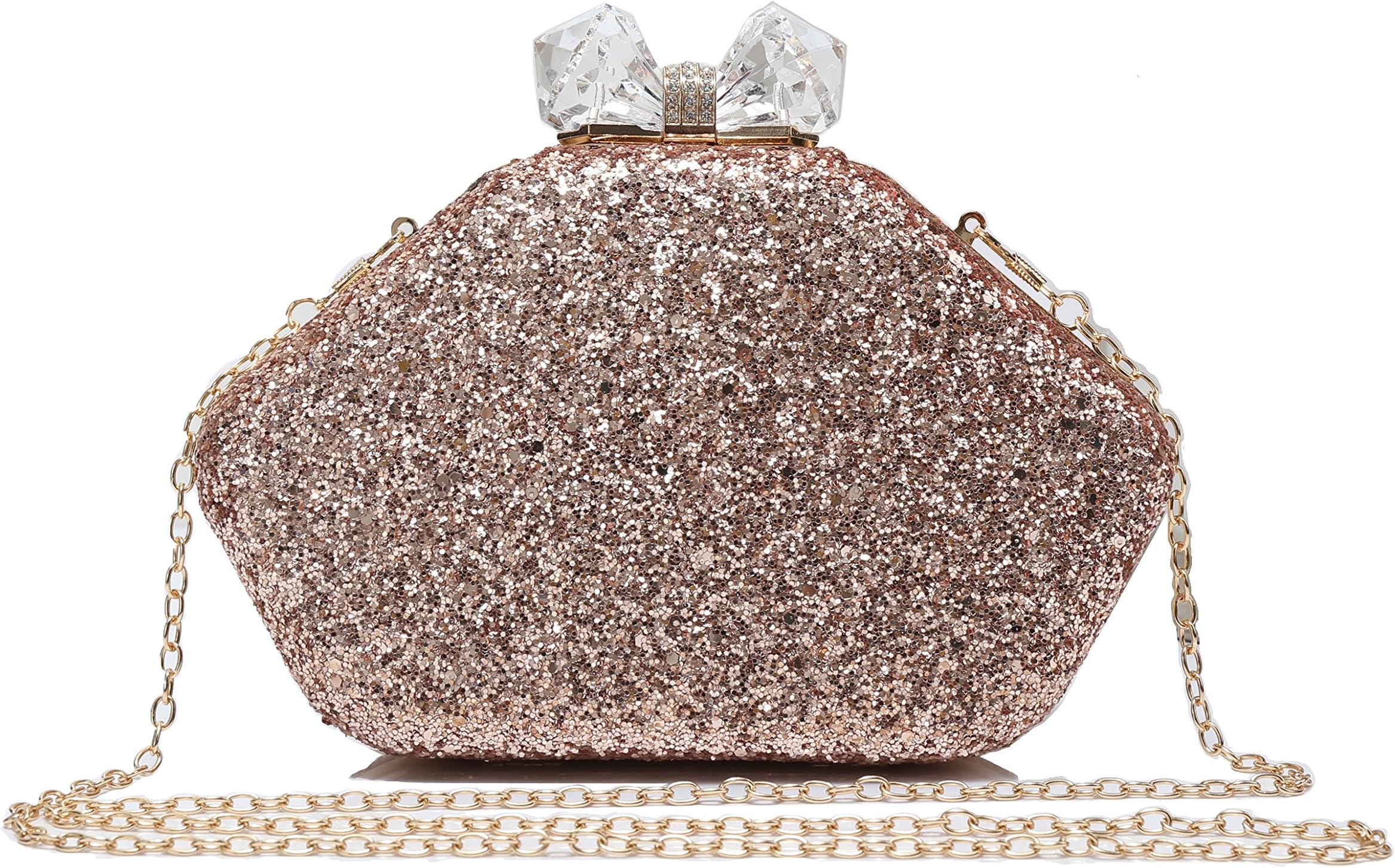 Foxlady's Women's Sparkling Coarse Glitter Hexagon Clutch and Evening Bag