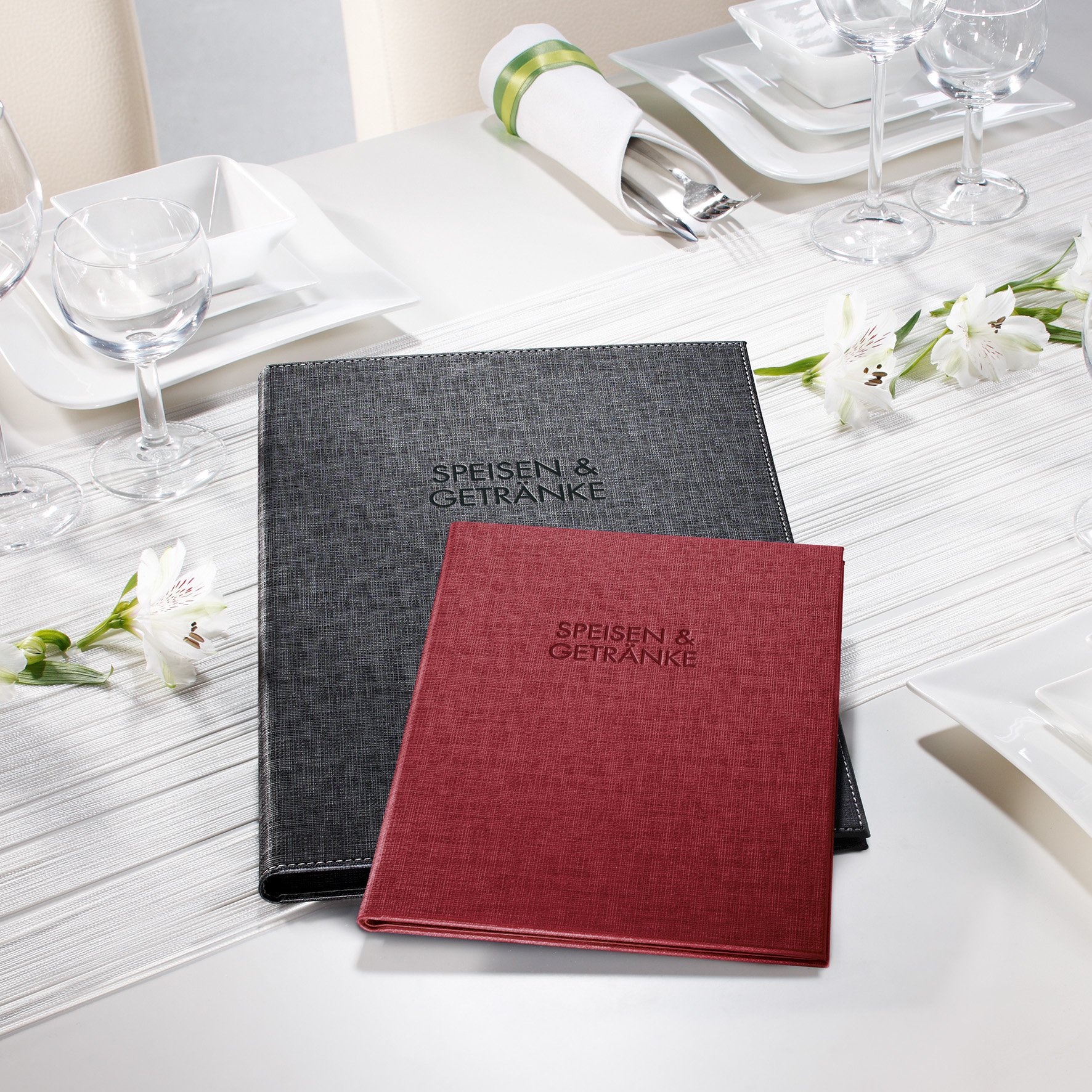 SIGEL SM110/5 Teczka na karty menu z gumowymi wiązaniami do formatu A4, czarna, opakowanie 5 szt
