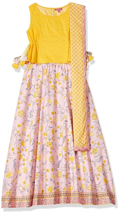 Girl's Cotton Lehenga Choli (KW3607_Yellow_11)