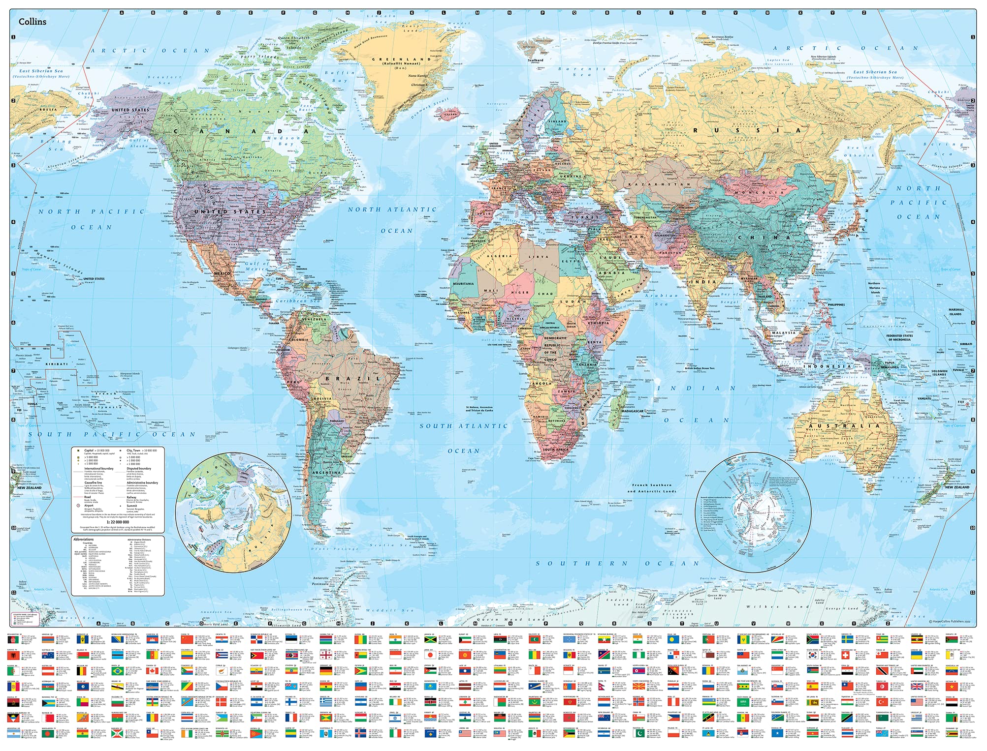 Collins World Wall Laminated Map by Collins Maps, NEW Book, FREE & FAST Delivery
