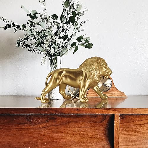 Miniatura 3 de Estatua de león dorada coleccionable de 12 pulgadas, decoración de escritorio, decoración de habitación, decoración del hogar, escultura de arte