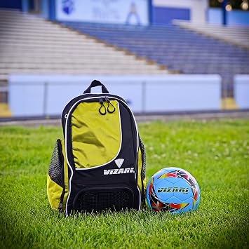 Vizari Solano Soccer Backpack مع حجرة الكرة وجيب الكرة Vented وجيوب الشحن الجانبية للشبكات للبالغين والمراهقين