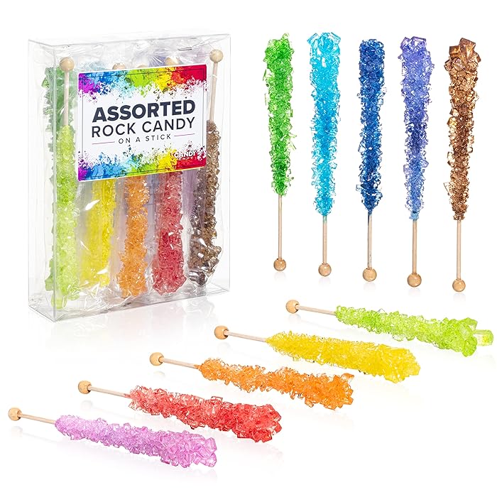 Buy Assorted Rock Candy On a Stick 10 Pack Individually Wrapped