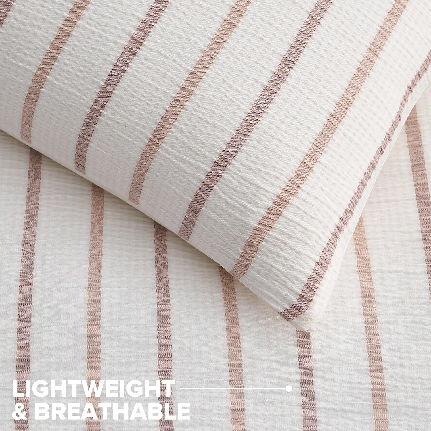UGG King Comforter Set – 3 Piece Luxury Bedding Set, Soft Down Alternative Comforter, White & Pink Striped Bed Set, Cozy All Season King Bed Comforter & Shams (Alamitos)