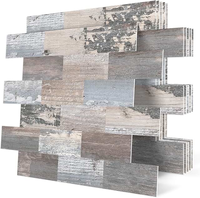 DEWOO Peel and Stick Rustic Backsplash Wall Tile Self Adhesive for Kitch...