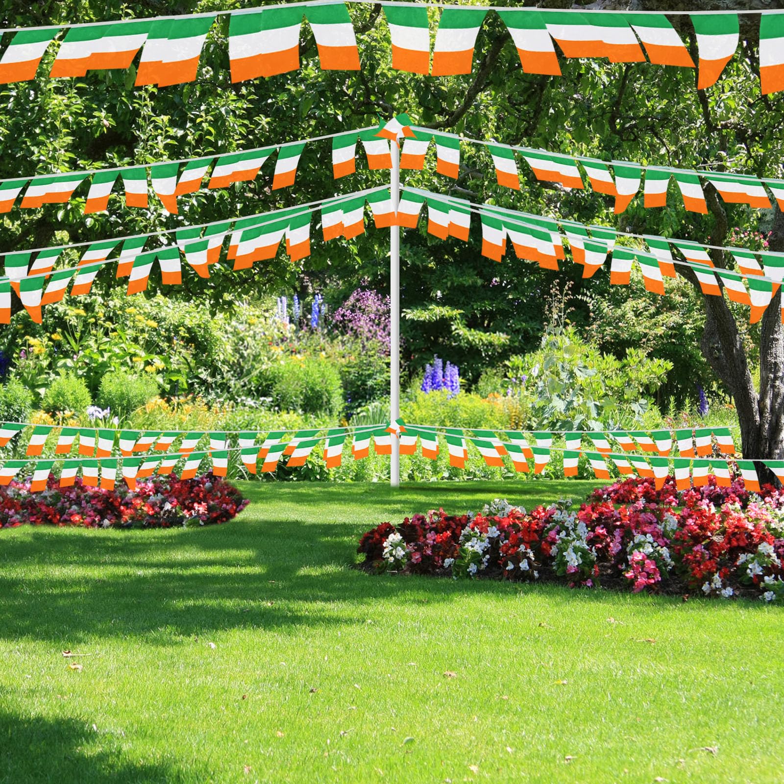 AhfuLife Irlandia Irlandzka flaga chorągiewki 30 szt. irlandzkie banery, dekoracje na Dzień Świętego Patryka, irlandzka flaga chorągiewki na Dzień Świętego Patryka dekoracje uliczne (4 sztuki)