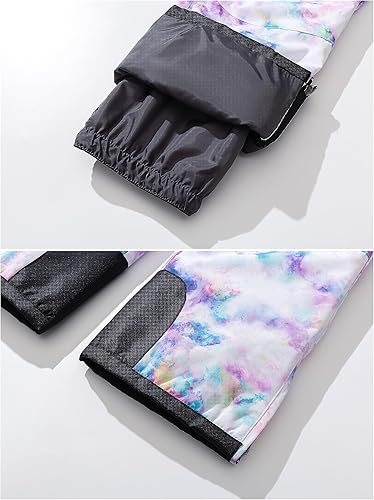 Miniatura 6 de Pursky Pantalones de nieve para niños, baberos de esquí de invierno para niña, con aislamiento, impermeables, pantalones de nieve de forro polar,