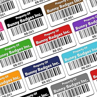 Custom Asset Tags - Asset Labels with Barcodes - 1.2” x 0.7” (100-5000 Labels)