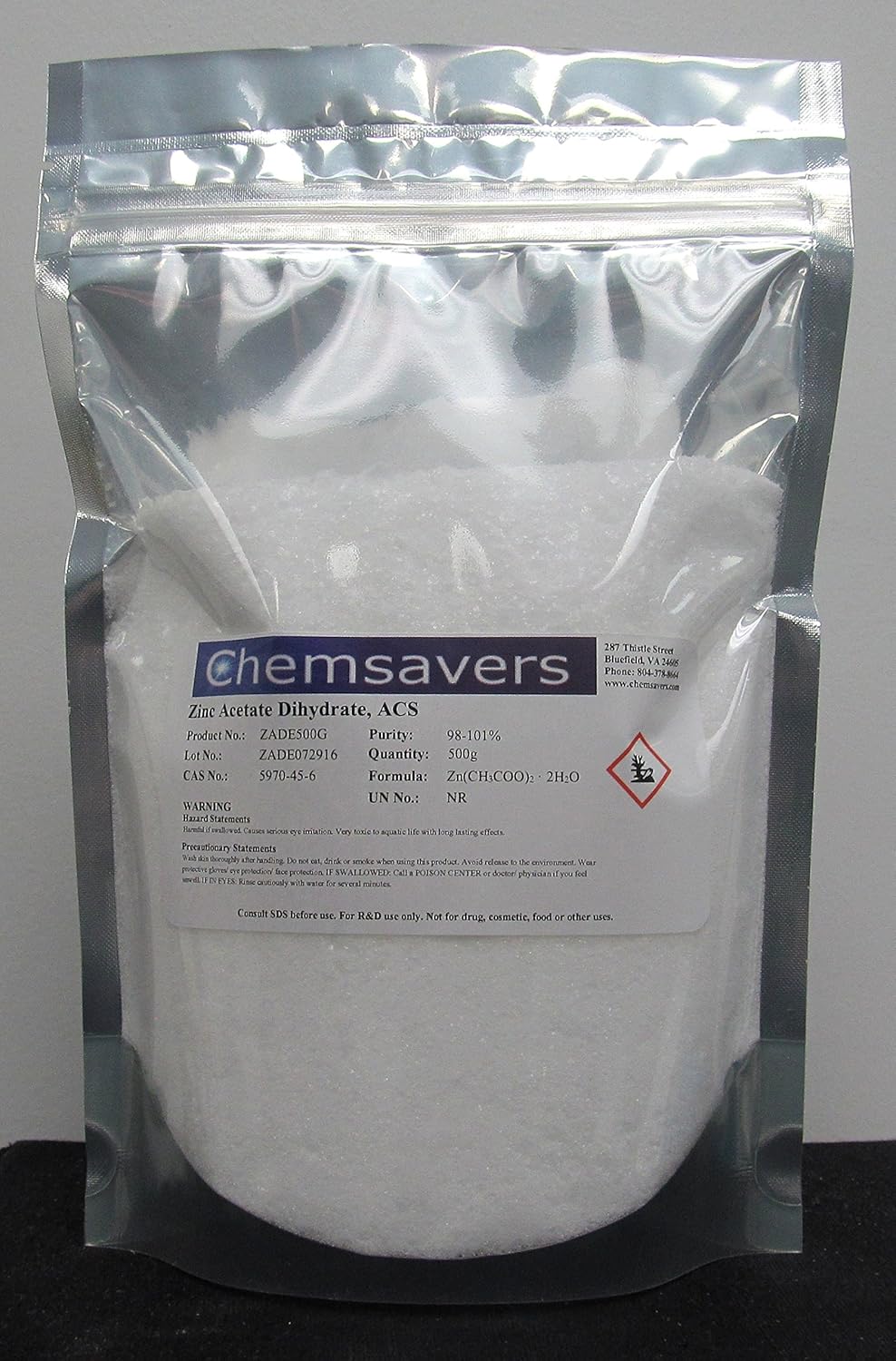 Zinc Acetate Dihydrate, ACS, 98101, 500g Industrial