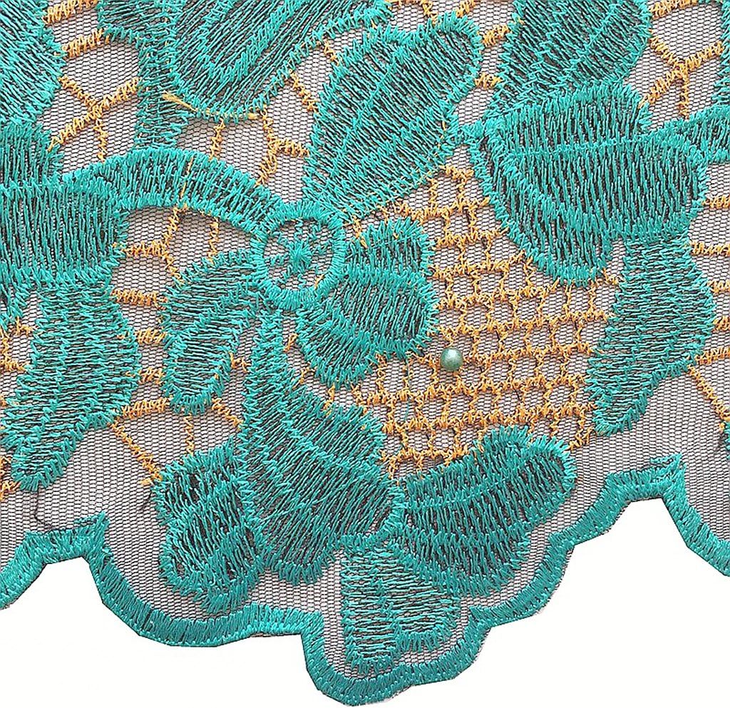 WorthSJLH African French Lace Fabric 5 Yards Swiss Guipure 2024 Nigerian Lace with Beads Green Embroidery LF854 (Teal Green)