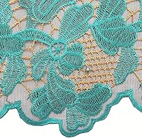 Vista 7 de WorthSJLH Tela de encaje francés africano 5 yardas Guipure suizo 2024 encaje nigeriano con cuentas bordado verde LF854 (verde azulado)