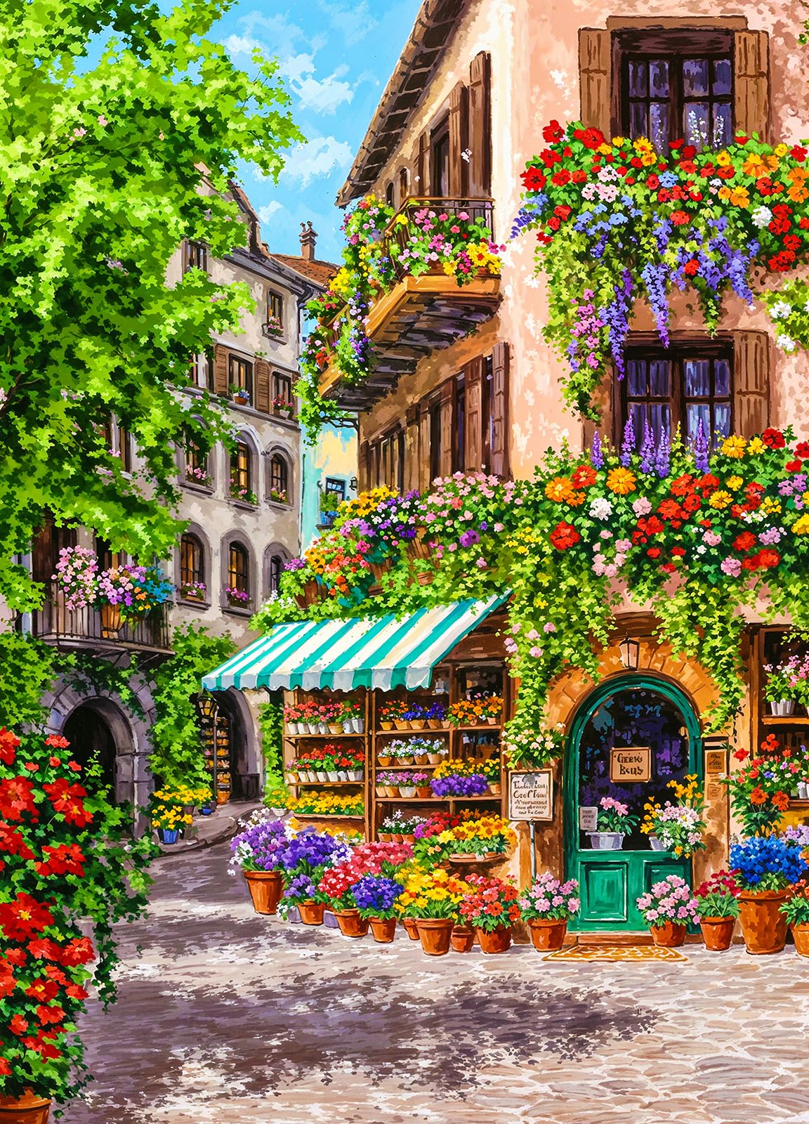 Flower Shop 500 Piece Jigsaw Puzzles for Adults Old Town Street Jigsaws for Adults 500 Pieces Puzzle โ image 1
