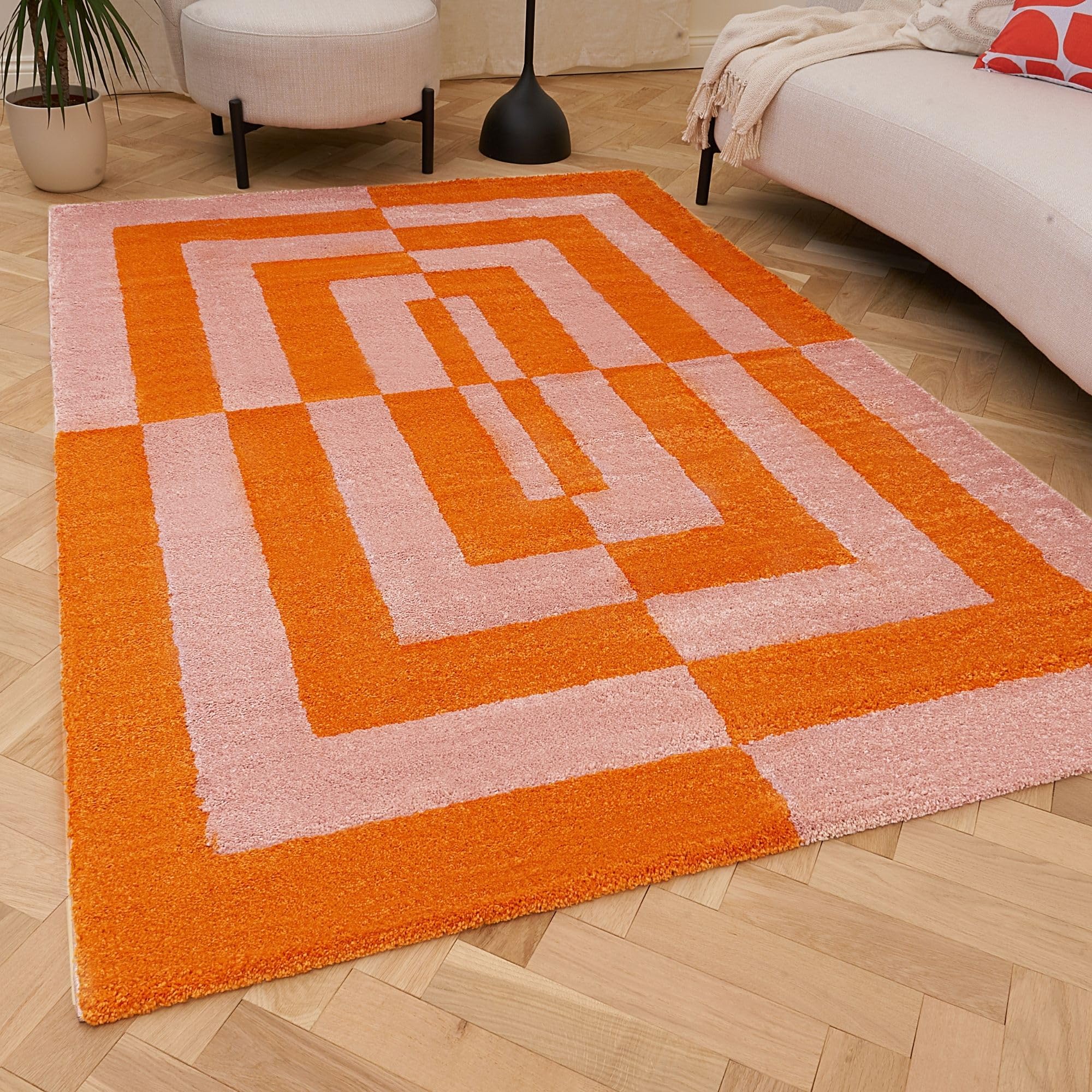 The Rugs Orange/Pink Joli Geometric & Rug