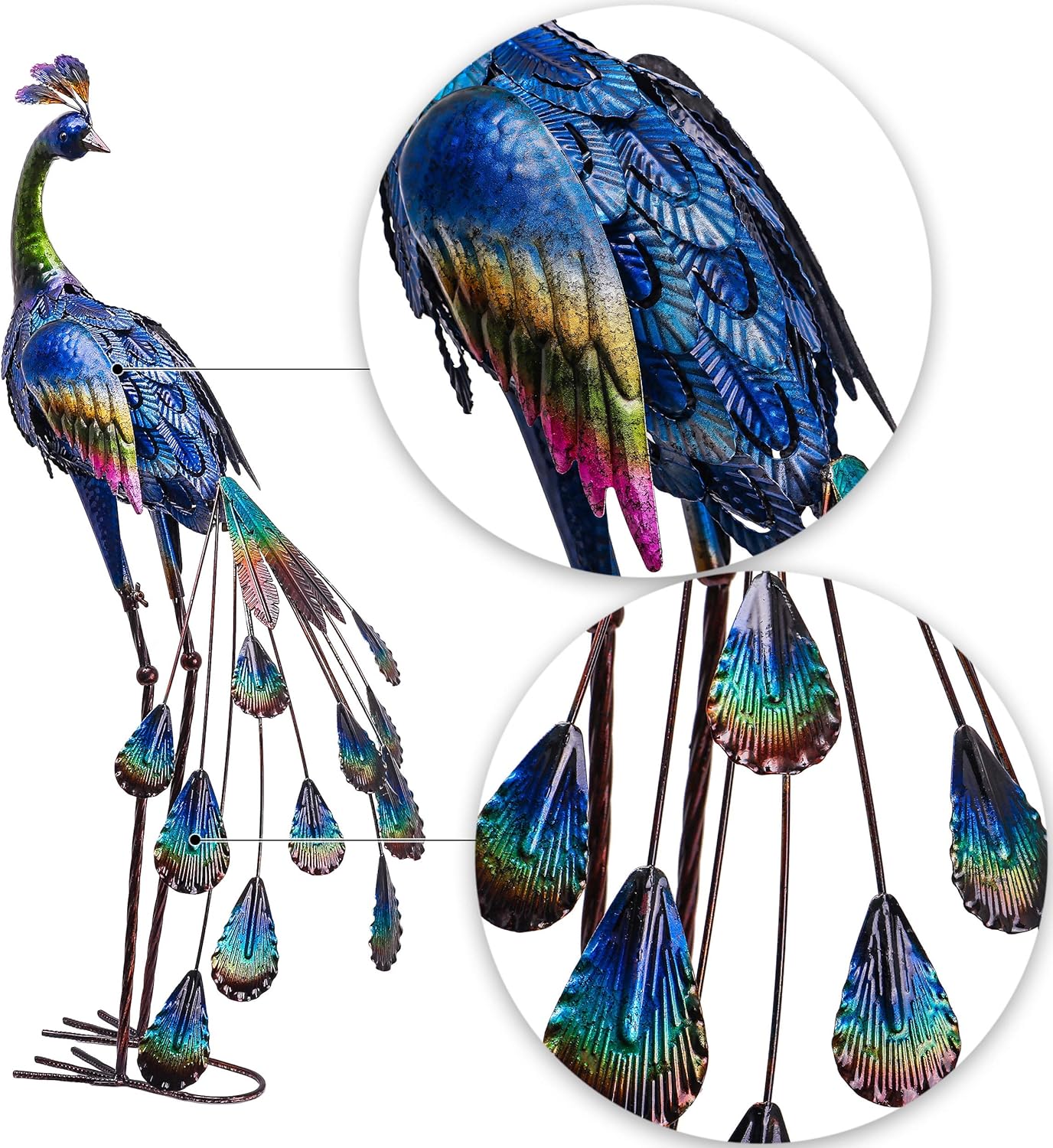 TERESA'S COLLECTIONS 35 inch Metal Peacock Decor Garden Sculptures and Statues, Standing Peacock Yard Art for Outdoor Decor, Bird Lawn Ornament for Outside Backyard Porch Patio Decorations : Patio, Lawn & Garden