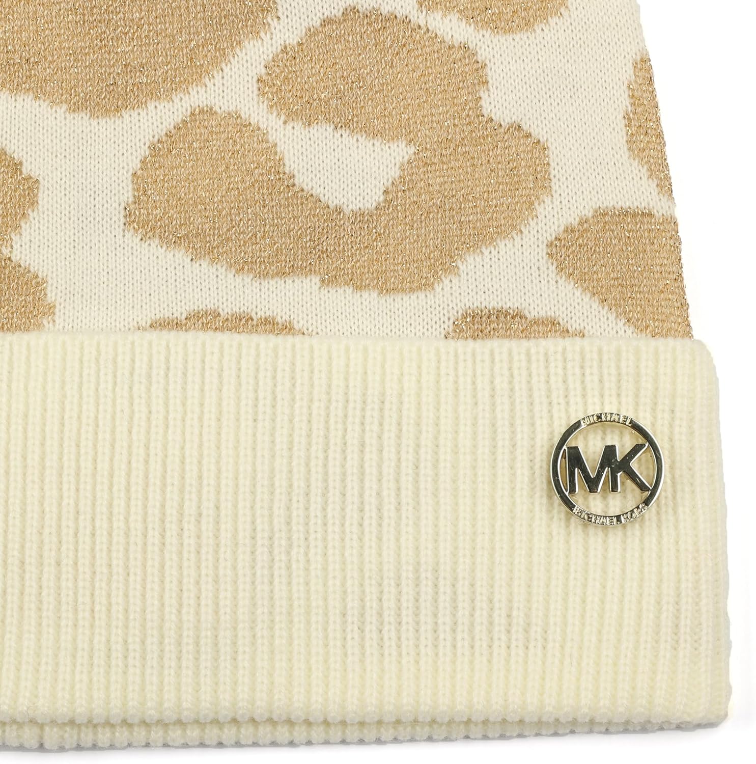 Michael Kors Womens Metallic Leopard Cuff Hat, Stylish Beanie & Fashion Accessory Cap - Image 4