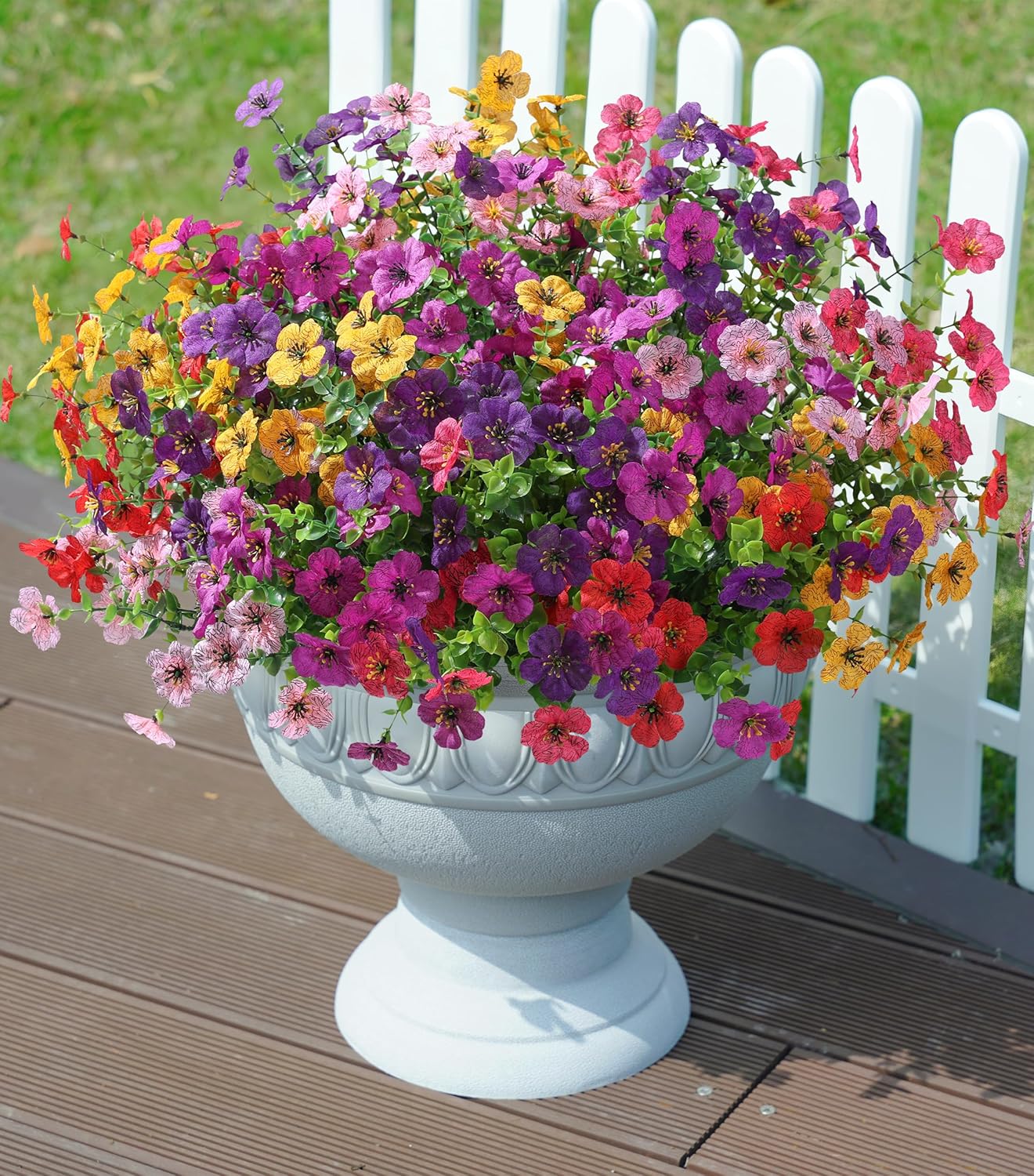 Artificial Fake Plants Flowers for Outdoor Decoration, 12 Bundles Faux Silk Daisy Look Real UV Resistant for Outside Home Porch Patio Planter Decor - Image 5