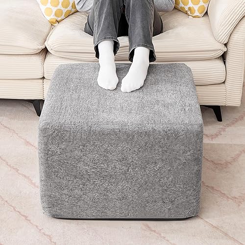 23.6'' Square Pouf Boneless Ottoman Foot Rest with High-Rebound Solid