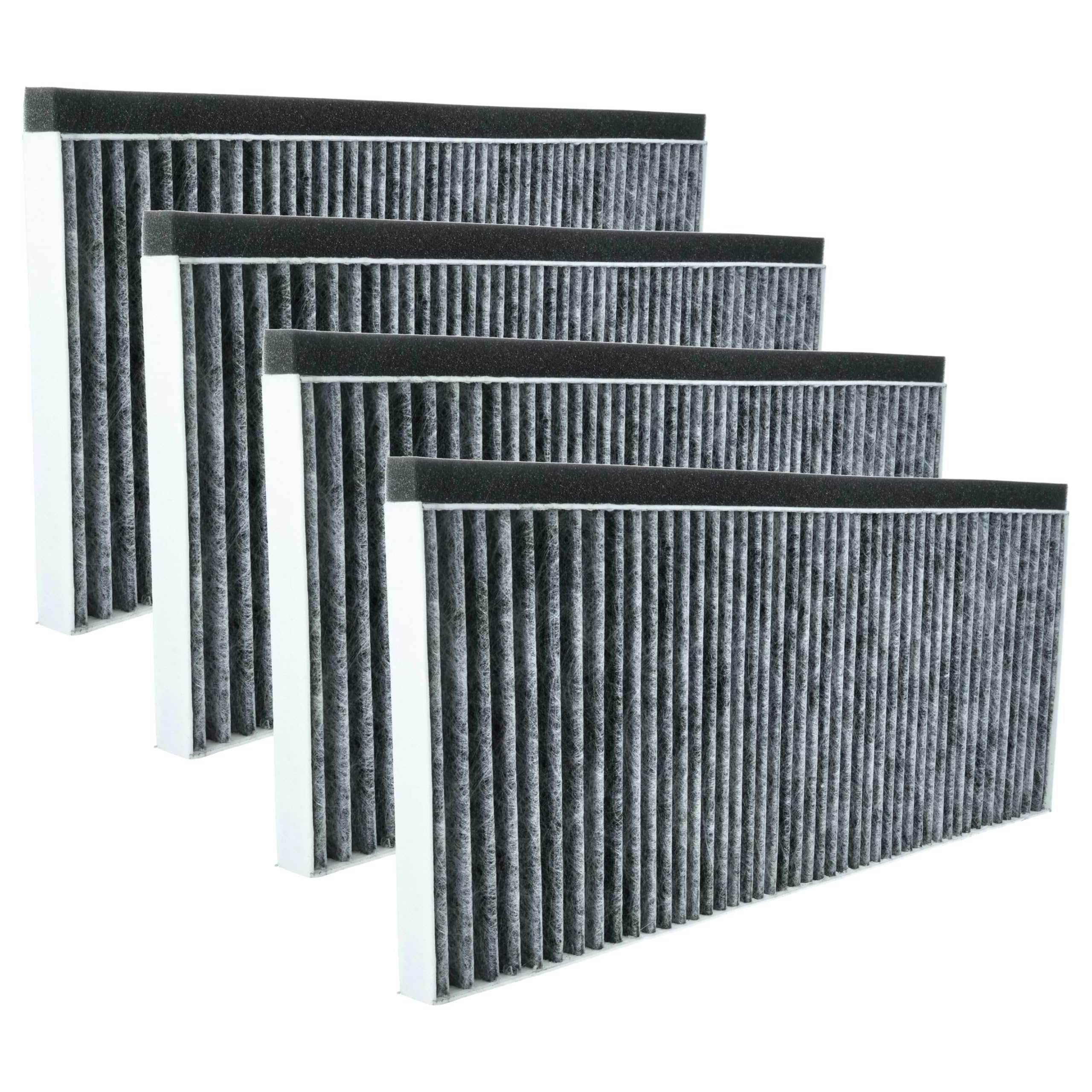 vhbw 4 x filtr z węglem aktywnym kompatybilny z Siemens LI64LA521, LI64LA530, LI63MA520C/02, LI64LA520 okapy kuchenne - 45,5 x 20,0 x 2,3 cm