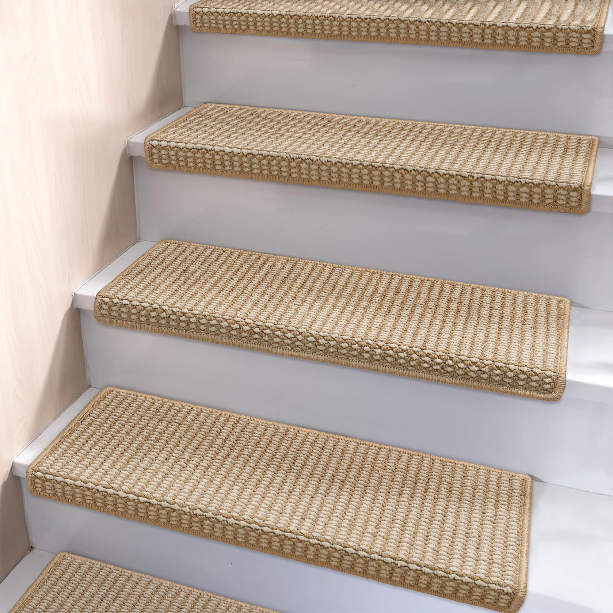 Brakki Bullnose Carpet Stair Treads, Stair Treads for Wooden Steps, 2pcs