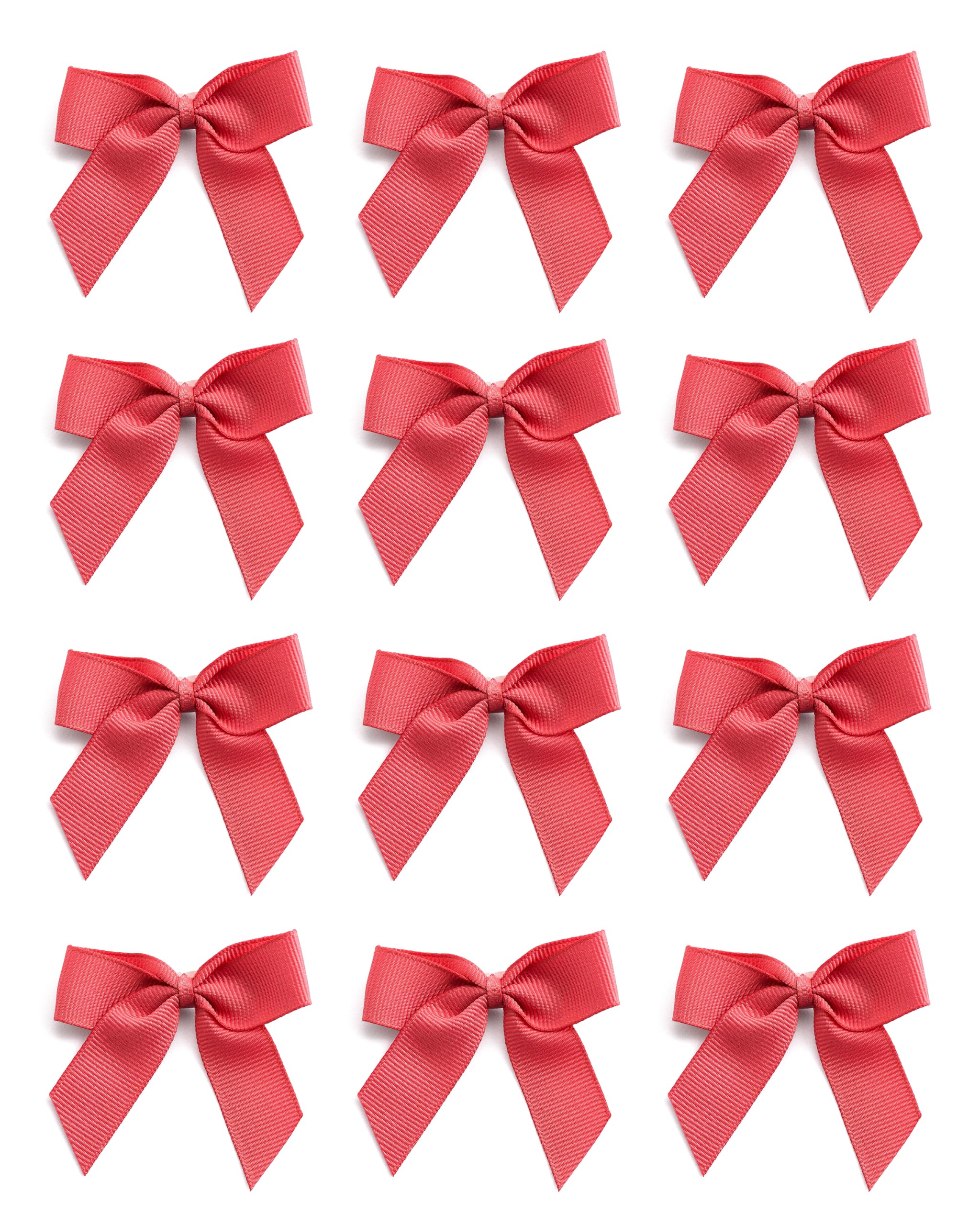 Italian Options Small Grosgrain Ribbon Bows, Self Adhesive Bows for Crafting, Gifts, Sewing, Hair Bow, Wedding Stationery, Floristry, Cakes, Crafts, Decorations, Coral, 24 Pack, 5cm