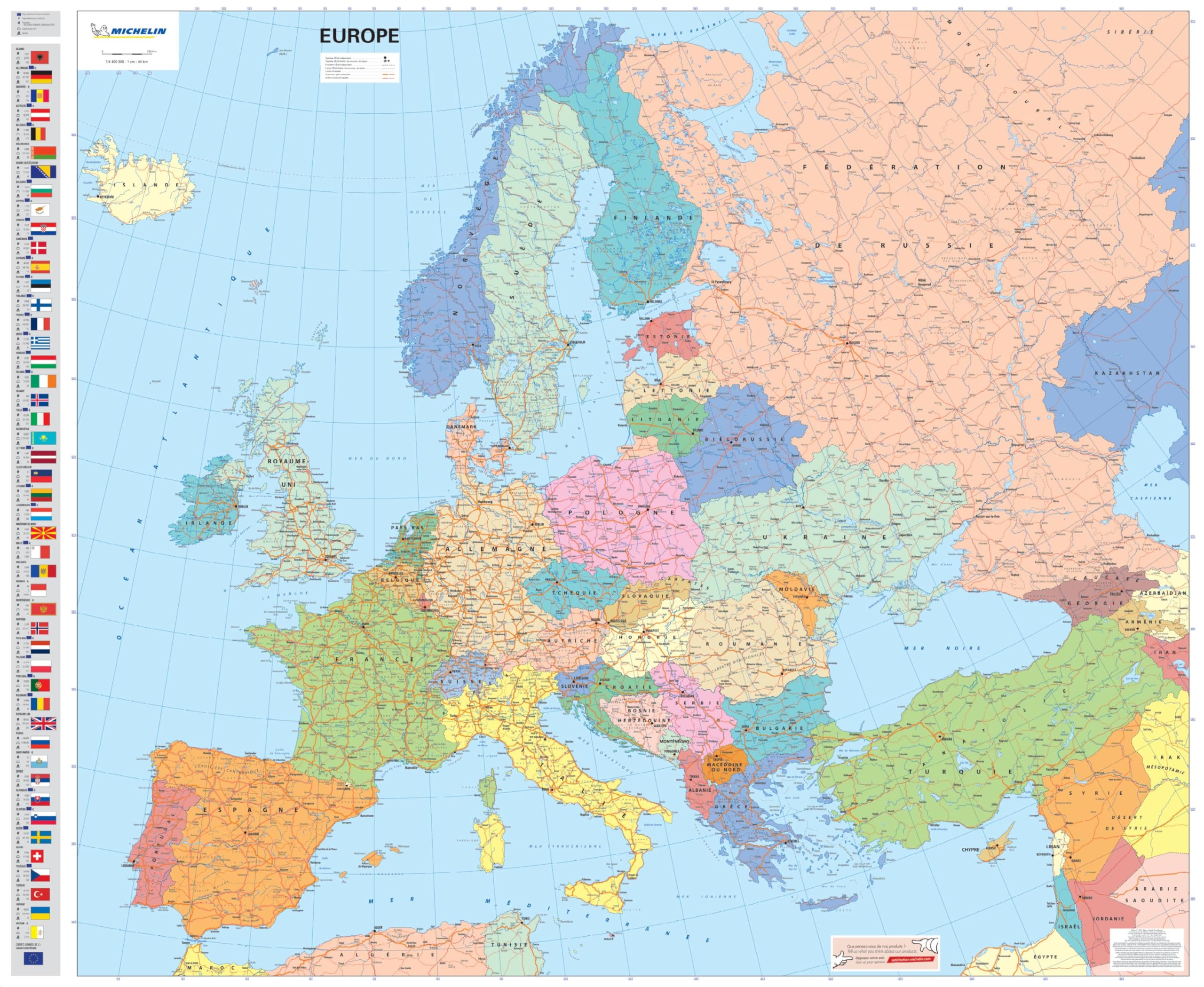 Europe Political - Michelin rolled & tubed wall map Encapsulated: Wall Map (Michelin Wall Maps)