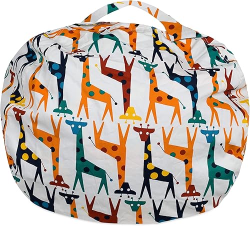 Miniatura 178 de Posh Funda de Silla Puf Rellenable para Almacenamiento de Animales de Peluche para Niños - Organizador de Juguetes Infantiles, Grande-38 - Lona